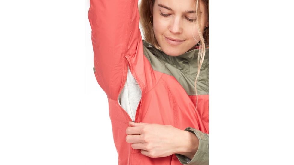 Marmot PreCip Eco Jackets - Womens, Grapefruit/Vetiver, Extra Small, 46700-22495-XS