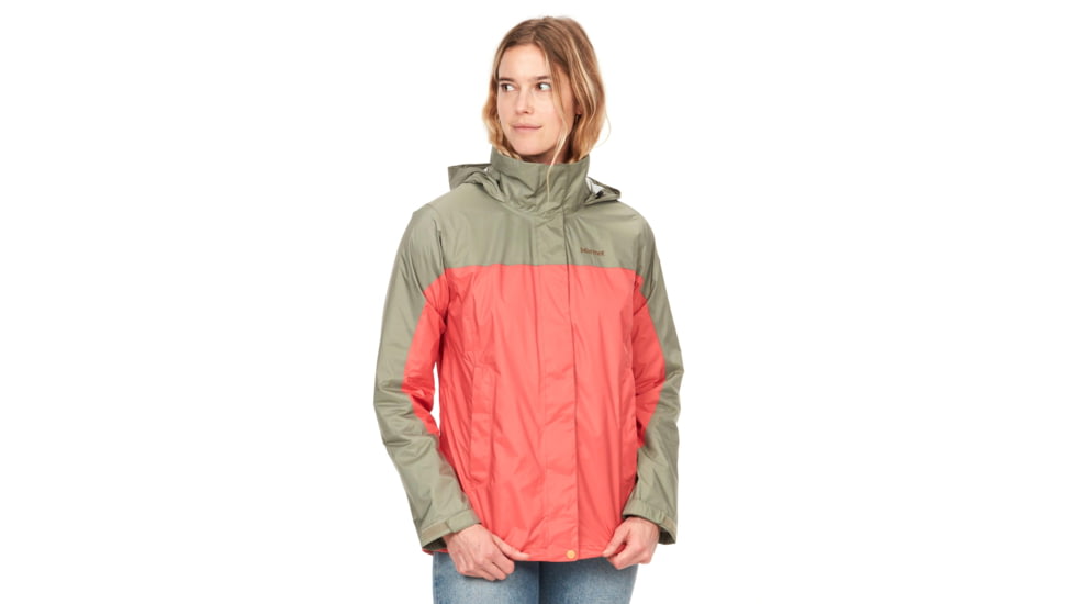 Marmot PreCip Eco Jackets - Womens, Grapefruit/Vetiver, Extra Small, 46700-22495-XS