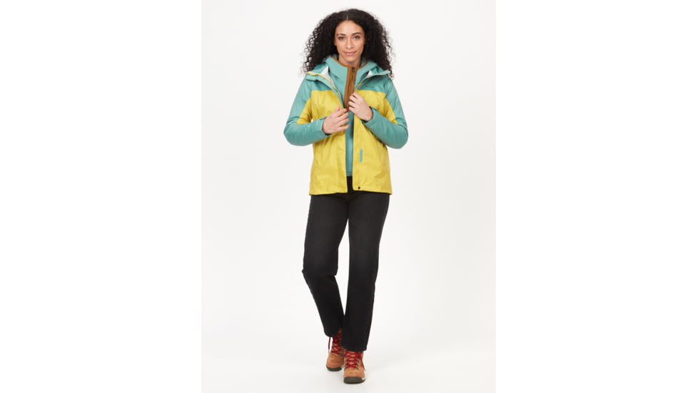 Marmot PreCip Eco Jackets - Womens, Limelight/Blue Agave, Small, 46700-22489-S