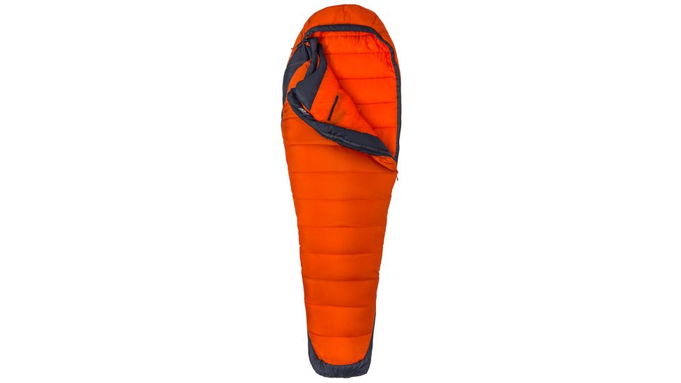 Marmot Trestles Elite Eco 0 Sleeping Bag, Orange Haze/Dark Steel, Regular, Left Zip, 39630-9454-LZ