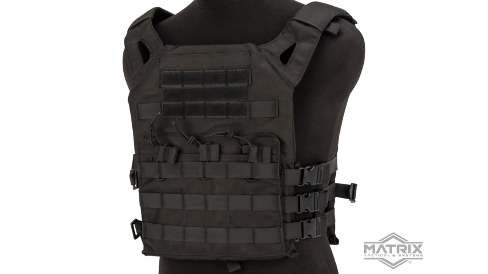 Matrix Level-1 Plate Carrier with Integrated Magazine Pouches, Black, VE-49-BK