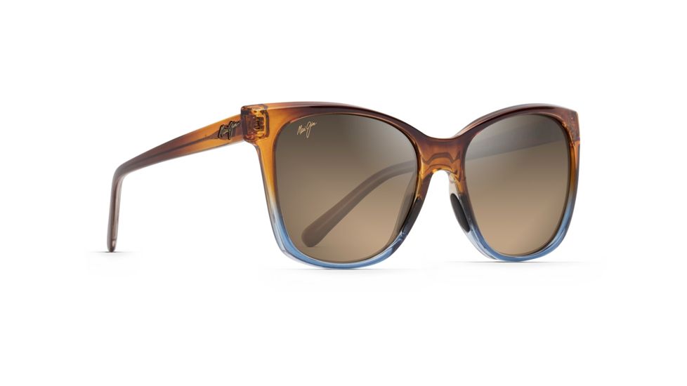 Maui Jim Alekona Polarized Cat Eye Sunglasses - Women's, Caramel with Blue Frame, HCL Bronze Lens, Caramel with Blue HS793-18B