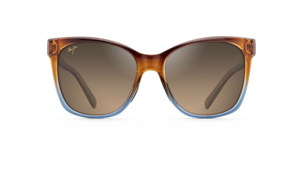 Maui Jim Alekona Polarized Cat Eye Sunglasses - Women's, Caramel with Blue Frame, HCL Bronze Lens, Caramel with Blue HS793-18B