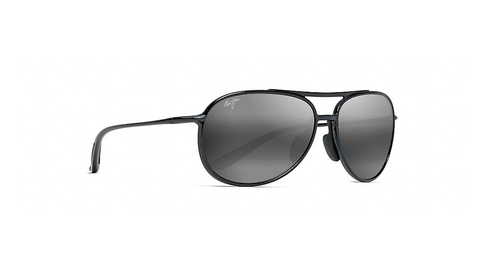 Maui Jim Alelele Bridge Aviators  Sunglasses,Gloss Black,Neutral Grey Lens 438-02