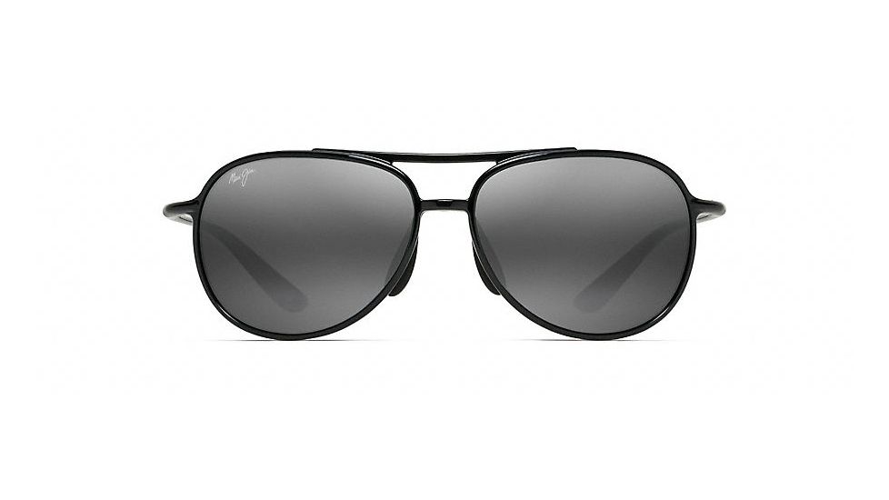 Maui Jim Alelele Bridge Aviators  Sunglasses,Gloss Black,Neutral Grey Lens 438-02