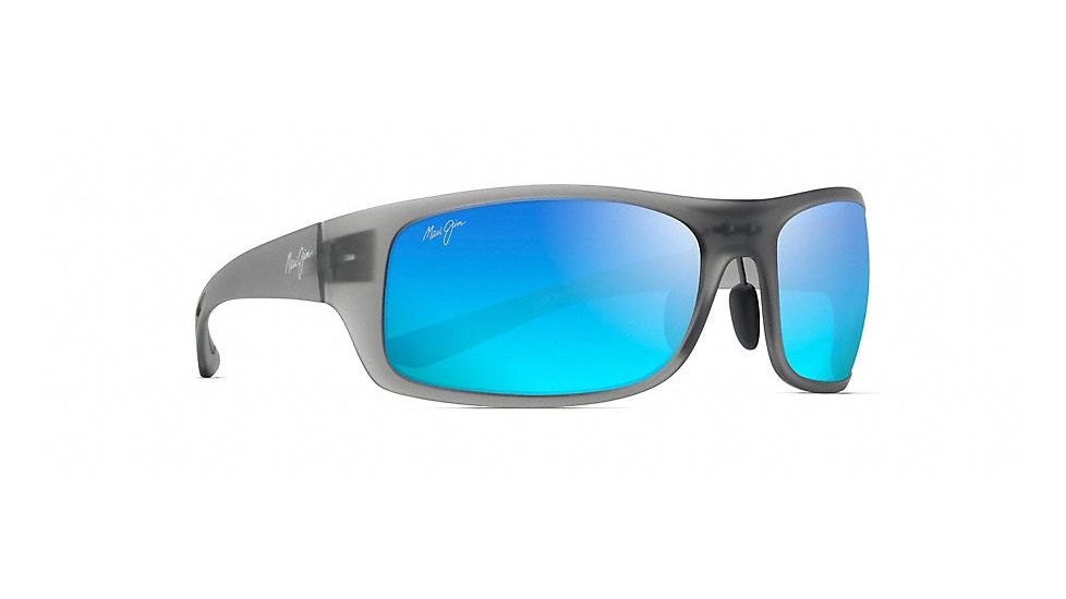 Maui Jim Big Wave Wrap  Sunglasses,Translucent Matte Grey,Blue Hawaii Lens B440-11M