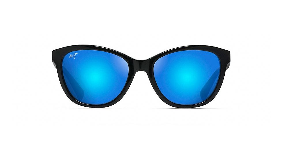 Maui Jim Canna Polarized Cat Eye  Sunglasses,Gloss Black,Blue Hawaii Lens B769-02