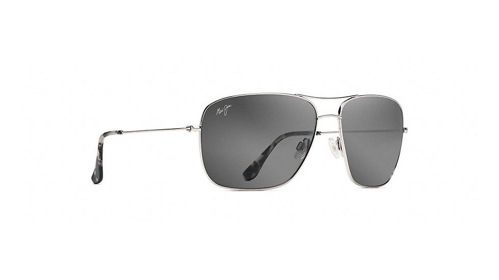 Maui Jim Cook Pines Polarized Aviator  Sunglasses,Silver,Neutral Grey Lens GS774-17