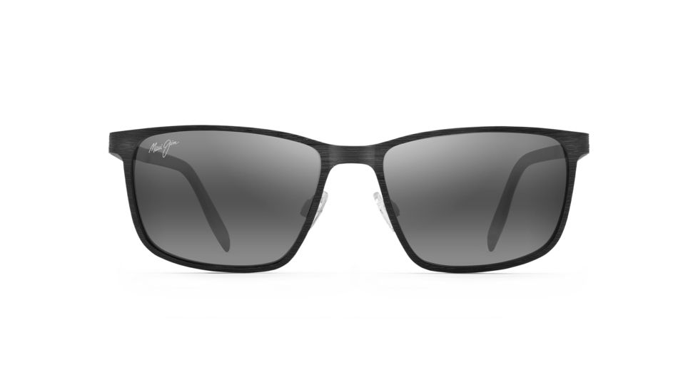 Maui Jim Cut Mountain Polarized Square Sunglasses, Black Frame, Neutral Grey Lens, Black 532-2M