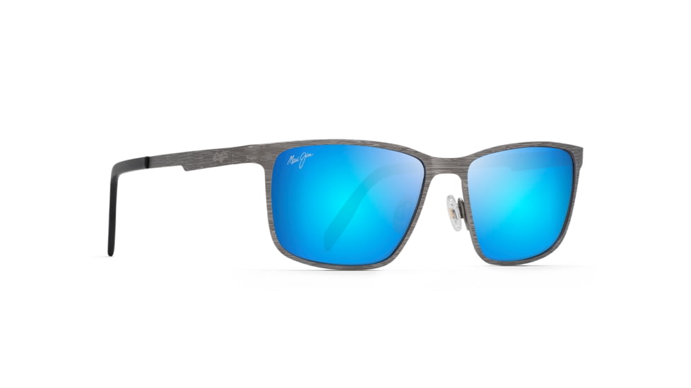 Maui Jim Cut Mountain Polarized Square Sunglasses, Grey Frame, Blue Hawaii Lens, Grey B532-14