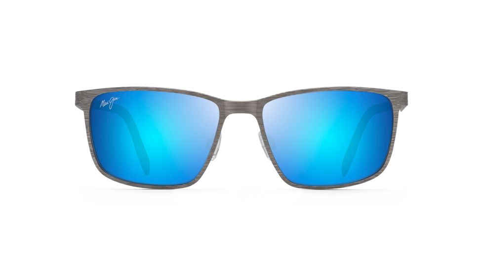 Maui Jim Cut Mountain Polarized Square Sunglasses, Grey Frame, Blue Hawaii Lens, Grey B532-14