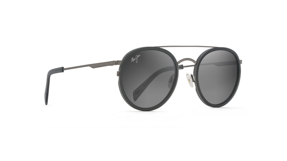 Maui Jim Even Keel Polarized Round Sunglasses, Gunmetal / Translucent Matte Grey Frame, Neutral Grey Lens, Gunmetal / Translucent Matte Grey GS534-02D
