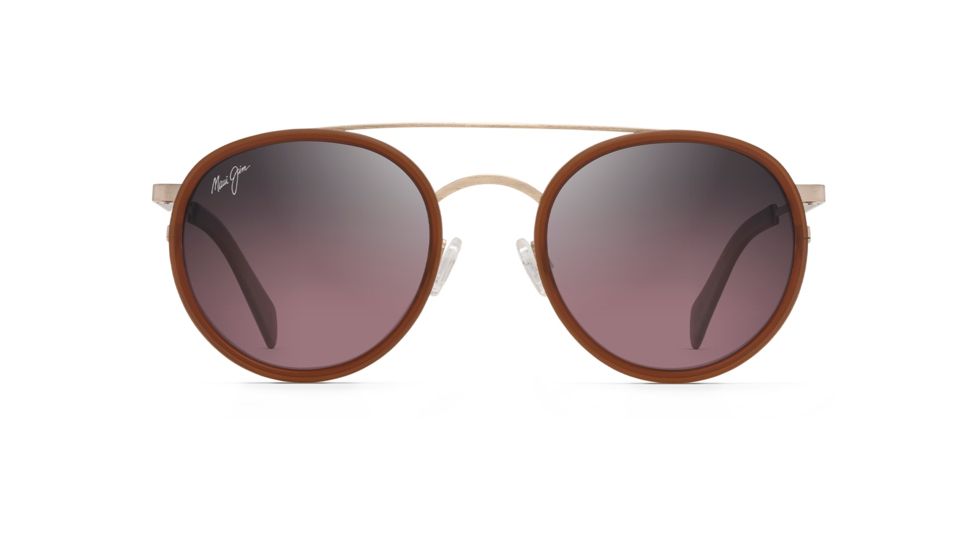 Maui Jim Even Keel Polarized Round Sunglasses, Rose Gold w/ Translucent Coconut Matte Brown Frame, Maui Rose Lens, Rose Gold w/ Translucent Coconut Matte Brown RS534-16R
