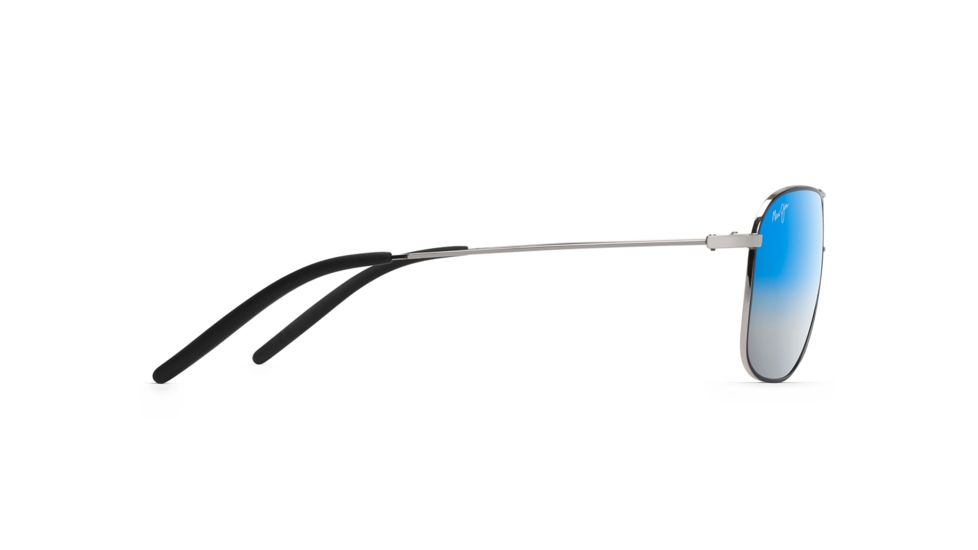 Maui Jim Kami Polarized Aviator Sunglasses, Silver w/ Navy Blue Frame, Dual Mirror Blue To Silver Lens, Silver w/ Navy Blue DBS778-06A