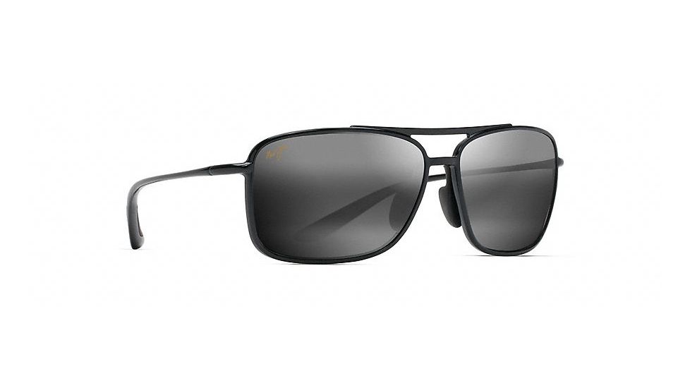 Maui Jim Kaupo Gap Polarized Aviator  Sunglasses,Gloss Black,Neutral Grey Lens 437-02
