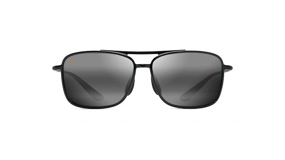Maui Jim Kaupo Gap Polarized Aviator  Sunglasses,Gloss Black,Neutral Grey Lens 437-02