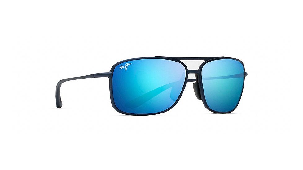 Maui Jim Kaupo Gap Polarized Aviator  Sunglasses,Matte Blue,Blue Hawaii Lens B437-03M