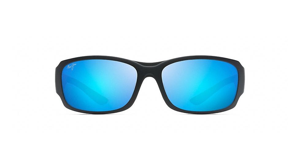 Maui Jim Monkeypod Polarized Wrap  Sunglasses,Matte Black,Blue Hawaii Lens B441-2M