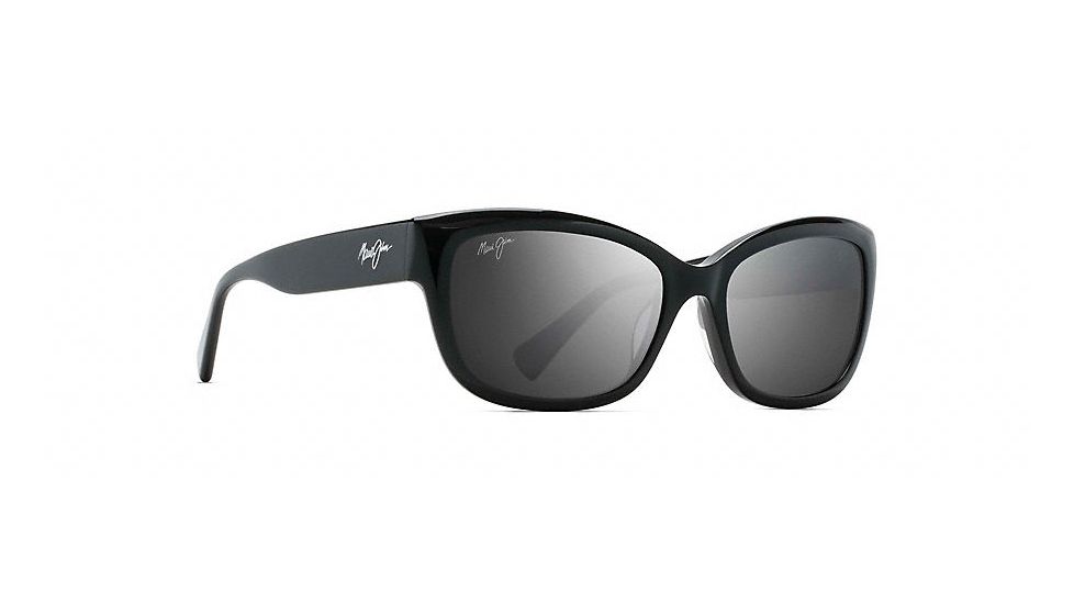 Maui Jim Plumeria Polarized Cat Eye  Sunglasses,Gloss Black,Neutral Grey Lens GS768-02