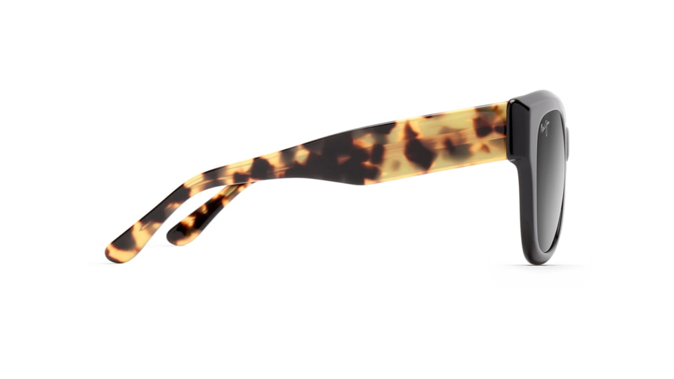 Maui Jim Siren Song Polarized Square Sunglasses - Women's, Black Gloss w/ Tokyo Tortoise Temples Frame, Neutral Grey Lens, Black Gloss w/ Tokyo Tortoise Temples GS801-02B