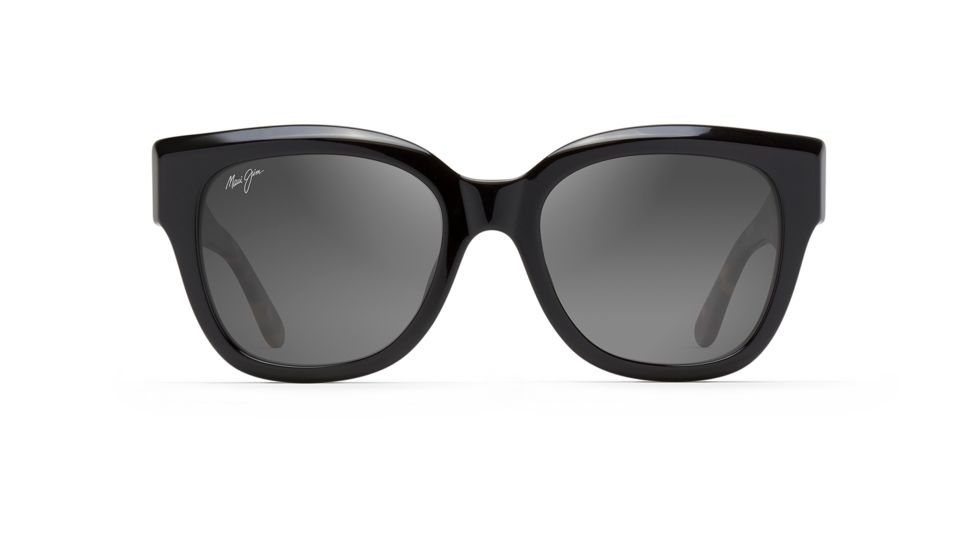 Maui Jim Siren Song Polarized Square Sunglasses - Women's, Black Gloss w/ Tokyo Tortoise Temples Frame, Neutral Grey Lens, Black Gloss w/ Tokyo Tortoise Temples GS801-02B