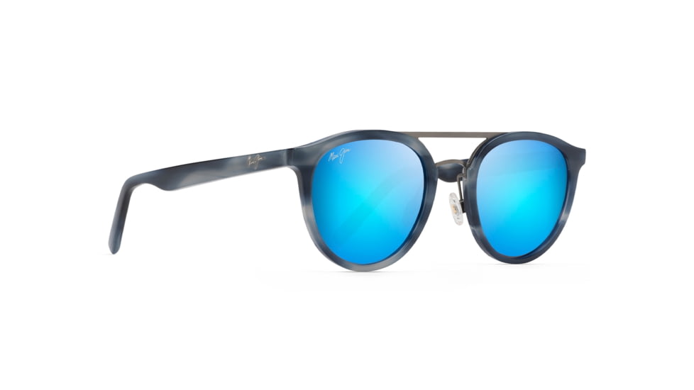 Maui Jim Sunny Days Polarized Round Sunglasses, Blue Horn Frame, Blue Hawaii Lens, Blue Horn B529-27E