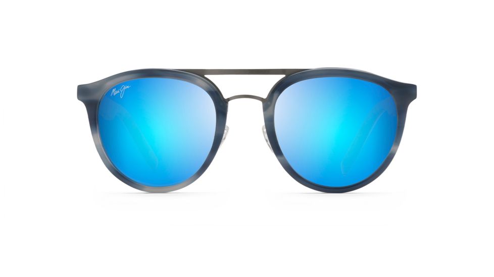 Maui Jim Sunny Days Polarized Round Sunglasses, Blue Horn Frame, Blue Hawaii Lens, Blue Horn B529-27E