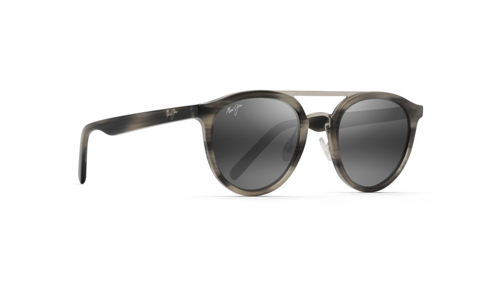 Maui Jim Sunny Days Polarized Round Sunglasses, Grey Horn Frame, Neutral Grey Lens, Grey Horn 529-14H