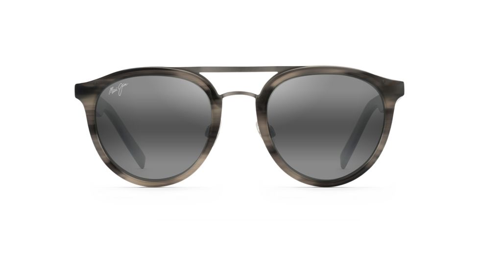 Maui Jim Sunny Days Polarized Round Sunglasses, Grey Horn Frame, Neutral Grey Lens, Grey Horn 529-14H