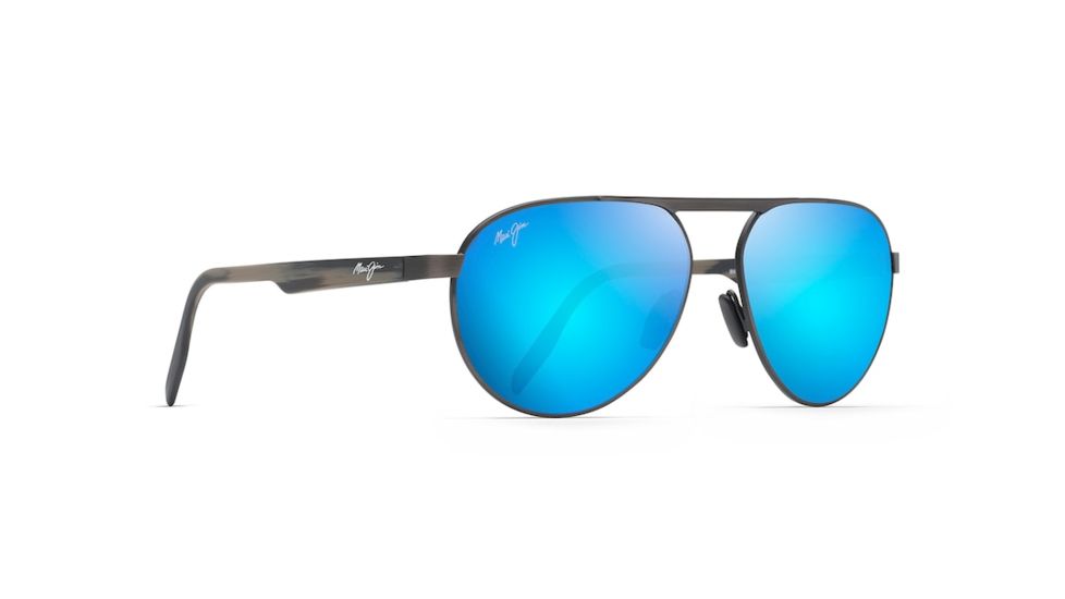 Maui Jim Swinging Bridges Unisex Sunglasses,Brushed Dark Gunmetal Frame,Polarized,Blue Hawaii Lens, B787-02C