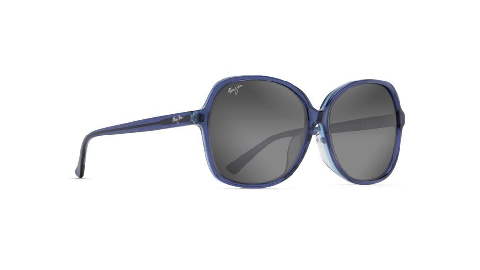 Maui Jim Taro Polarized Square Sunglasses - Women's, Navy w/ Light Blue Frame, Neutral Grey Lens, Navy w/ Light Blue GS795-08D