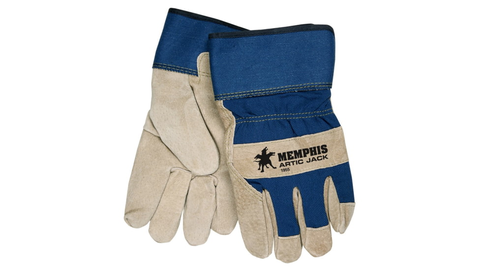 MCR Safety Artic Jack Premium Split Pigskin Insulated Leather Palm Work Gloves, Fabric Back with 2.5in Safety Cuff, Thermosock Lined, Beige, Medium, 1955M