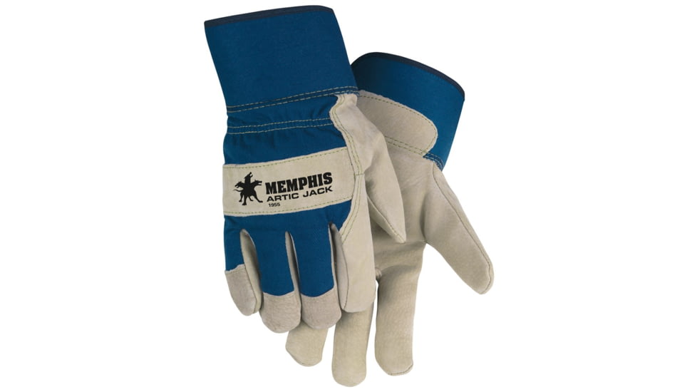 MCR Safety Artic Jack Premium Split Pigskin Insulated Leather Palm Work Gloves, Fabric Back with 2.5in Safety Cuff, Thermosock Lined, Beige, Medium, 1955M