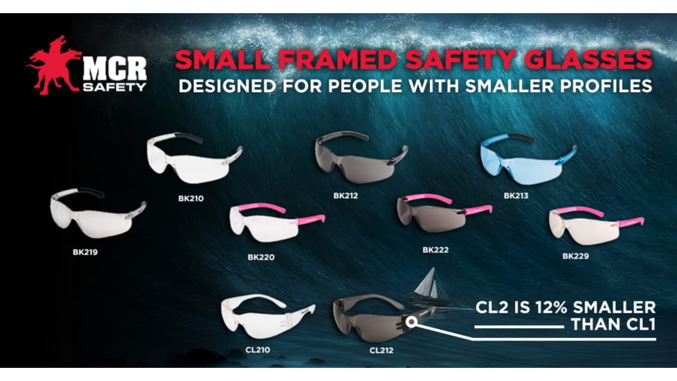 MCR Safety BearKat BK2 Series Safety Glasses, Soft Non-Slip Temple, Gray Lens/Black Frame, One Size, BK212