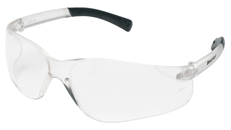 MCR Safety BearKat BK2 Series Safety Glasses, Soft Non-Slip Temple, Clear Lens/White Frame, One Size, BK210