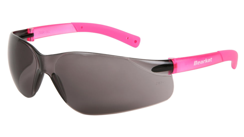 MCR Safety BearKat BK2 Series Safety Glasses, Soft Non-Slip Temple, Gray Lens/Pink Frame, One Size, BK222