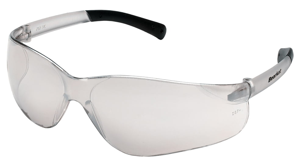 MCR Safety BearKat BK2 Series Safety Glasses, Soft Non-Slip Temple, I/O Clear Mirror Lens/Grey Frame, One Size, BK219
