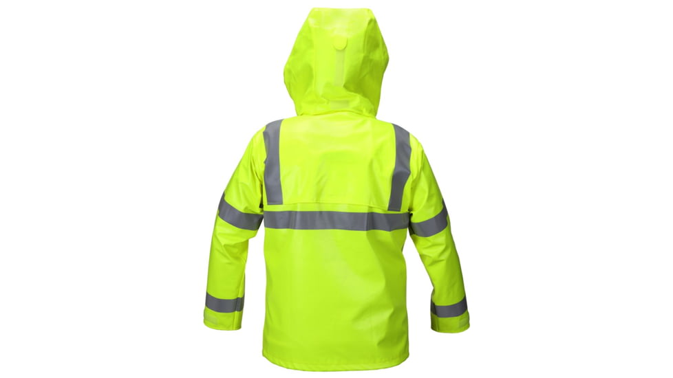 MCR Safety Big Jake 2 Flame Resistant Rain Jacket, PVC/Meta-Aramid ANSI Class 3 Hi-Vis Standard, HRC2/CAT2, ARC Rating - ATPV 11 cal/cm2, Fluorescent Lime, 2X, BJ238JHX2