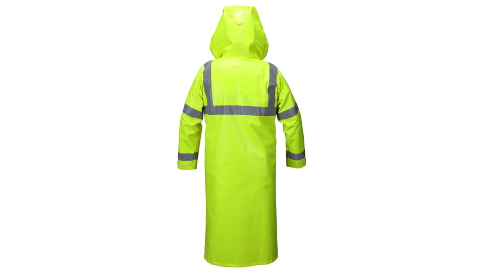 MCR Safety Big Jake 2 PVC/Meta-Aramid Flame Resistant Rain Coat, ANSI Class 3 Hi-Vis Standard, HRC2/CAT2, ARC Rating ATPV 11 cal/cm2, Fluorescent Lime, XL, BJ238CHXL