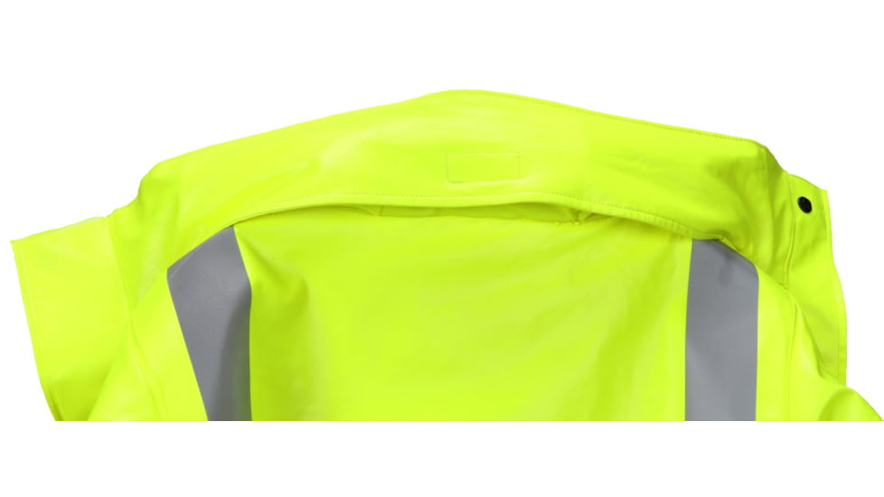 MCR Safety Big Jake 2 PVC/Meta-Aramid Flame Resistant Rain Coat, ANSI Class 3 Hi-Vis Standard, HRC2/CAT2, ARC Rating ATPV 11 cal/cm2, Fluorescent Lime, XL, BJ238CHXL