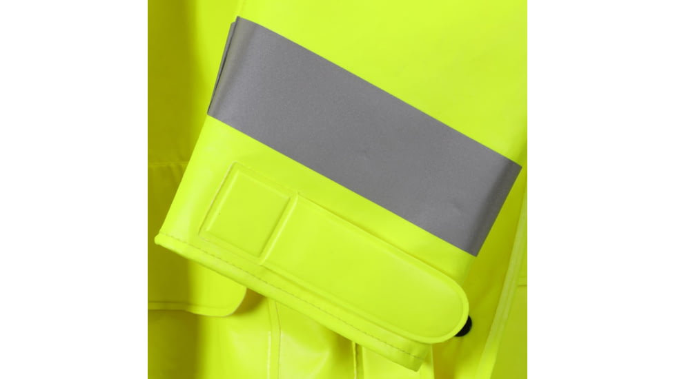 MCR Safety Big Jake 2 PVC/Meta-Aramid Flame Resistant Rain Coat, ANSI Class 3 Hi-Vis Standard, HRC2/CAT2, ARC Rating ATPV 11 cal/cm2, Fluorescent Lime, XL, BJ238CHXL