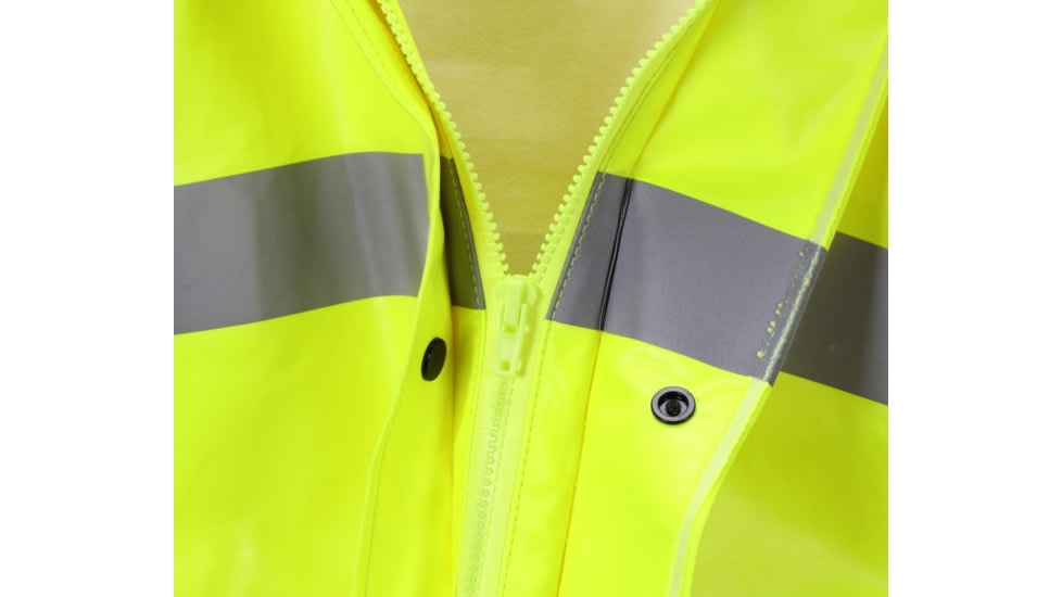 MCR Safety Big Jake 2 PVC/Meta-Aramid Flame Resistant Rain Coat, ANSI Class 3 Hi-Vis Standard, HRC2/CAT2, ARC Rating ATPV 11 cal/cm2, Fluorescent Lime, XL, BJ238CHXL