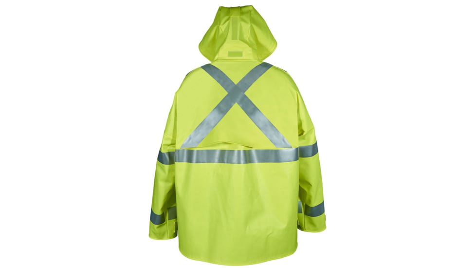 MCR Safety Big Jake PVC/Nomex Flame Resistant Rain Jacket, CSA Z96 Class 2/ANSI 107 Class 3 Hi-Vis Standards, ARC Rating ATPV 8.9 cal/cm2, CAT2, Fluorescent Lime, 3X, XBJ38JHX3