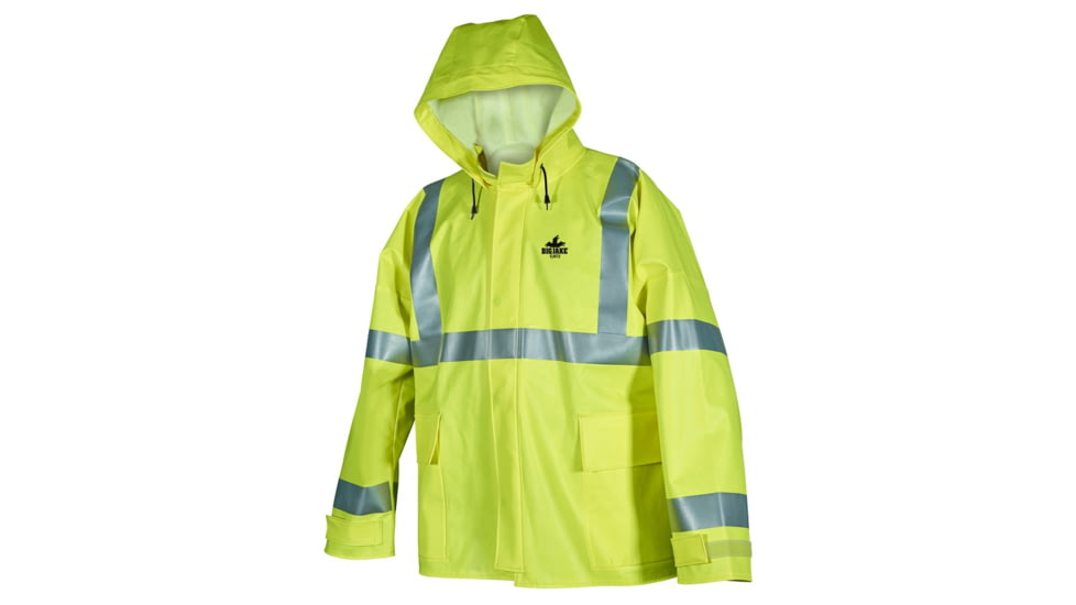 MCR Safety Big Jake PVC/Nomex Flame Resistant Rain Jacket, CSA Z96 Class 2/ANSI 107 Class 3 Hi-Vis Standards, ARC Rating ATPV 8.9 cal/cm2, CAT2, Fluorescent Lime, 3X, XBJ38JHX3