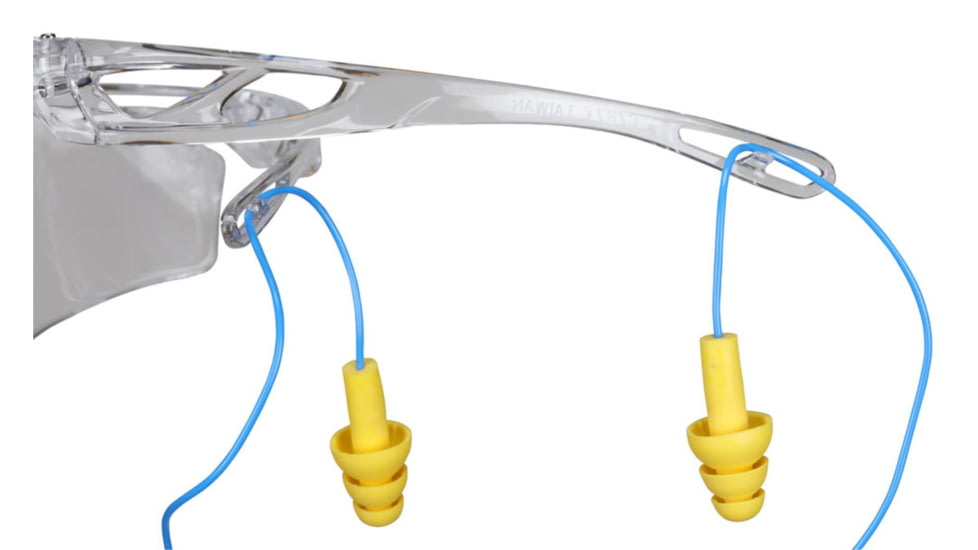 MCR Safety Checklite CL4 Series Safety Glasses, MAX6 Anti-Fog Lens Coating, Earplug Retaining Technology, Temples Hold Earplug Cord in Place, Clear, One Size, CL410PF