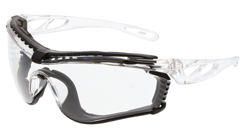 MCR Safety Checklite CL5 Series Safety Glasses, UV-AF Anti-Fog Lens, Removable Closed Cell Foam Gasket, Earplug Retaining Technology, Temples Hold Earplug Cord in Place, Clear, One Size, CL510AF