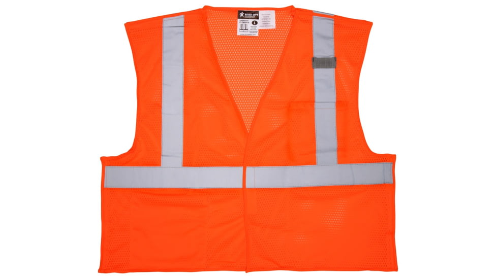 MCR Safety CL2MOPFRM Hi Vis Reflective Safety Vest, ANSI Type R Class 2, Mesh with 2in Silver Stripes, Breakaway Design with Hook and Loop Closures, Fluorescent Orange, M, CL2MOPFRM