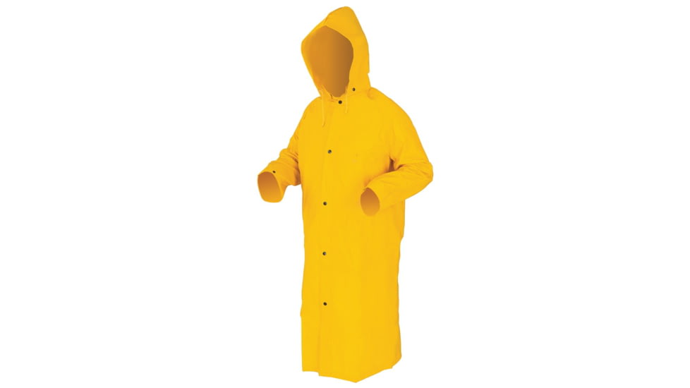MCR Safety Classic Plus Series Waterproof Raincoat, .35mm PVC/Poly, Detachable Hood and Corduroy Collar, Yellow, S, 240CS