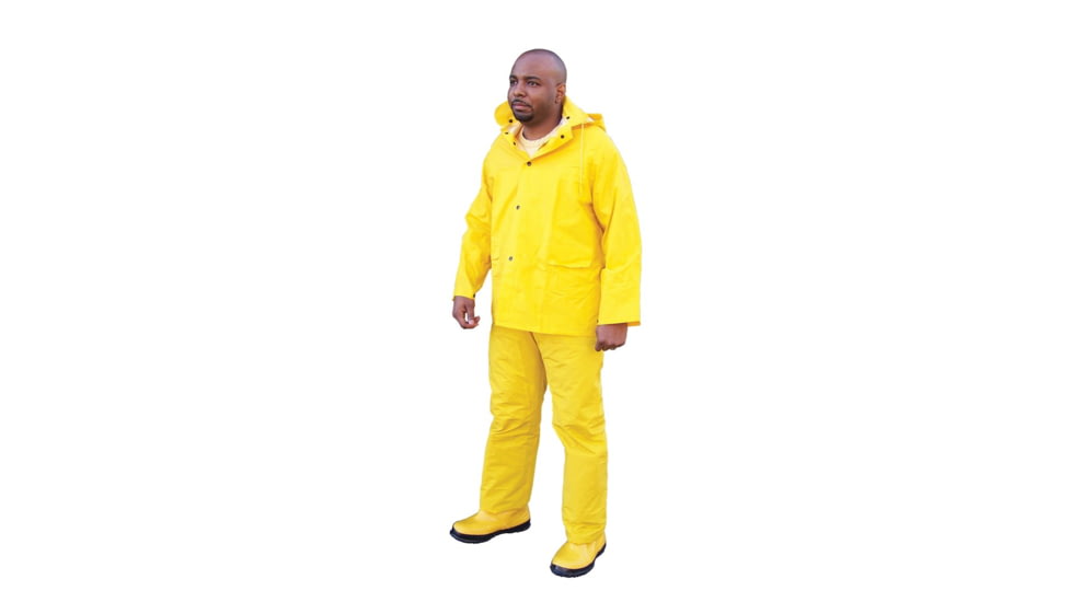 MCR Safety Classic Series 3 Piece Waterproof Rain Suit, PVC/Poly, Yellow, 4X, 2303X4