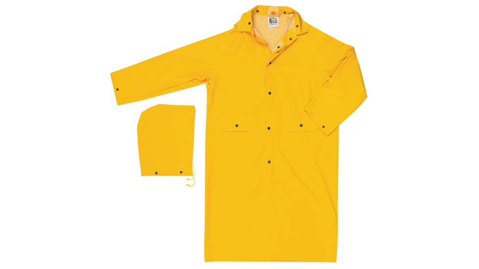 MCR Safety Classic Series Waterproof Raincoat, .35mm PVC/Poly, Detachable Hood, Yellow, 2X, 200CX2
